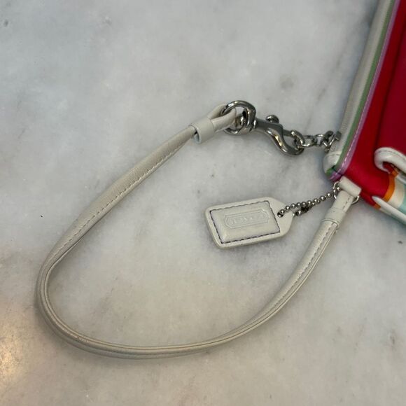 Coach Hampton Multi Color Striped Pouch Clutch Wristlet - Picture 8 of 16